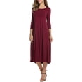thumbnail image 4 of Sonducket Vestido de mujer Cuello Otoño Vestido de mujer Traje de cuello Media manga Vestido de columpio grande Vestidos Vino rojo S, 4 of 6