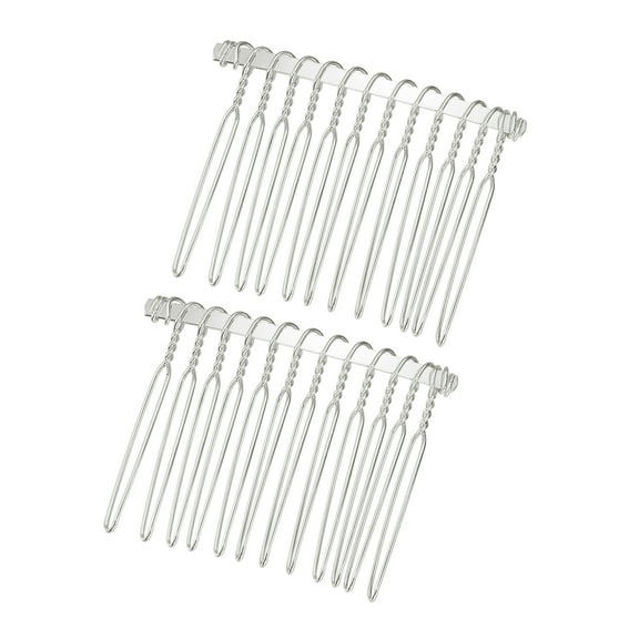 Vocoste 2 Pcs No Slip Hair Side Combs Accessories Metal 2" Silver Tone