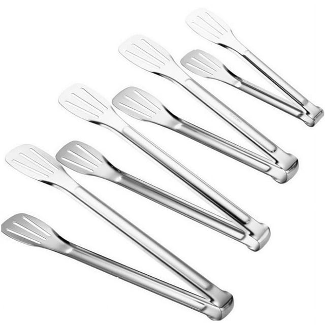 Pinzas para servir Pinzas de cocina, pinzas para buffet, pinzas para servir alimentos de acero inoxidable, pinzas pequeñas, paquete de 4-4 tamaños