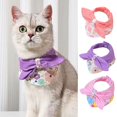 Feierber Pet Collar Flower Pattern Cat Triangle Towel with Bowknot