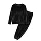 thumbnail image 5 of Conjunto de pijama de terciopelo grueso y cálido para mujer, con cuello redondo, estampado y pantalones de poliéster para invierno., 5 of 5