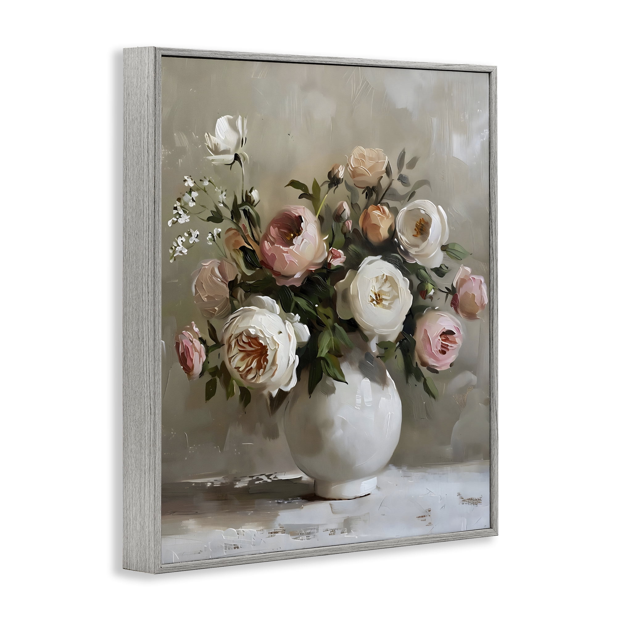 Stupell Industries Peony Blooms Bouquet Vase Gray Framed Giclee Art, design by Creative Studio