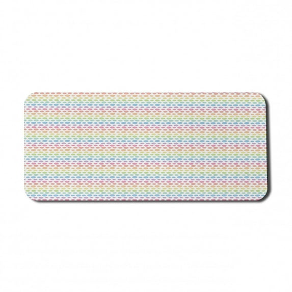 Abstract Computer Mouse Pad, Continuing Print of Colorful Pastel Tone Polka Dots on a Plain Background, Rectangle Non-Slip Rubber Mousepad X-Large, 35" x 15" Gaming Size, Multicolor, by Ambesonne