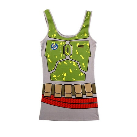 Boba Fett Juniors Costume Tank Top Shirt (Medium, Green)