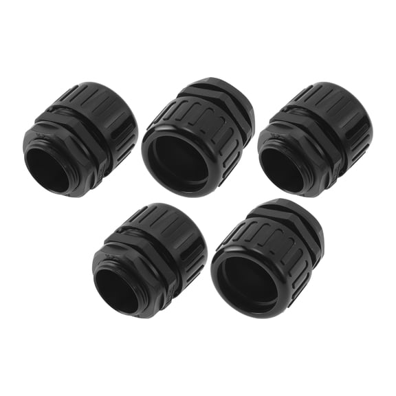 28mm / PG21 Cable Glands 28.5mm / 1.12" Waterproof Bellows Straight Connector PA6 Nylon Black 5 Pcs