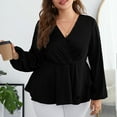 thumbnail image 4 of BSDJILFG Pajama Tops for Women Long Sleeve Plus Size Casual Leisure Wear V-Neck Chiffon Ruffle Comfy Cool Loose Fit Solid Color Henley Basic Tee Shirts Loungewear Sleepwear ,S-5XL, 4 of 9