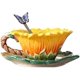 thumbnail image 5 of Juego de taza y platillo de café de cerámica con cuchara, taza de té de diseño hecha a mano y pintada a mano en 3D, regalos de cumpleaños para mujeres 8 oz, 5 of 5