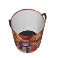 thumbnail image 3 of Cesto circular Becky Lynch, cesto para ropa plegable impermeable con asas, organizador ligero para guardar ropa de juguete para el hogar, dormitorio, sala de estar, baño, dormitorio mediano, 3 of 8