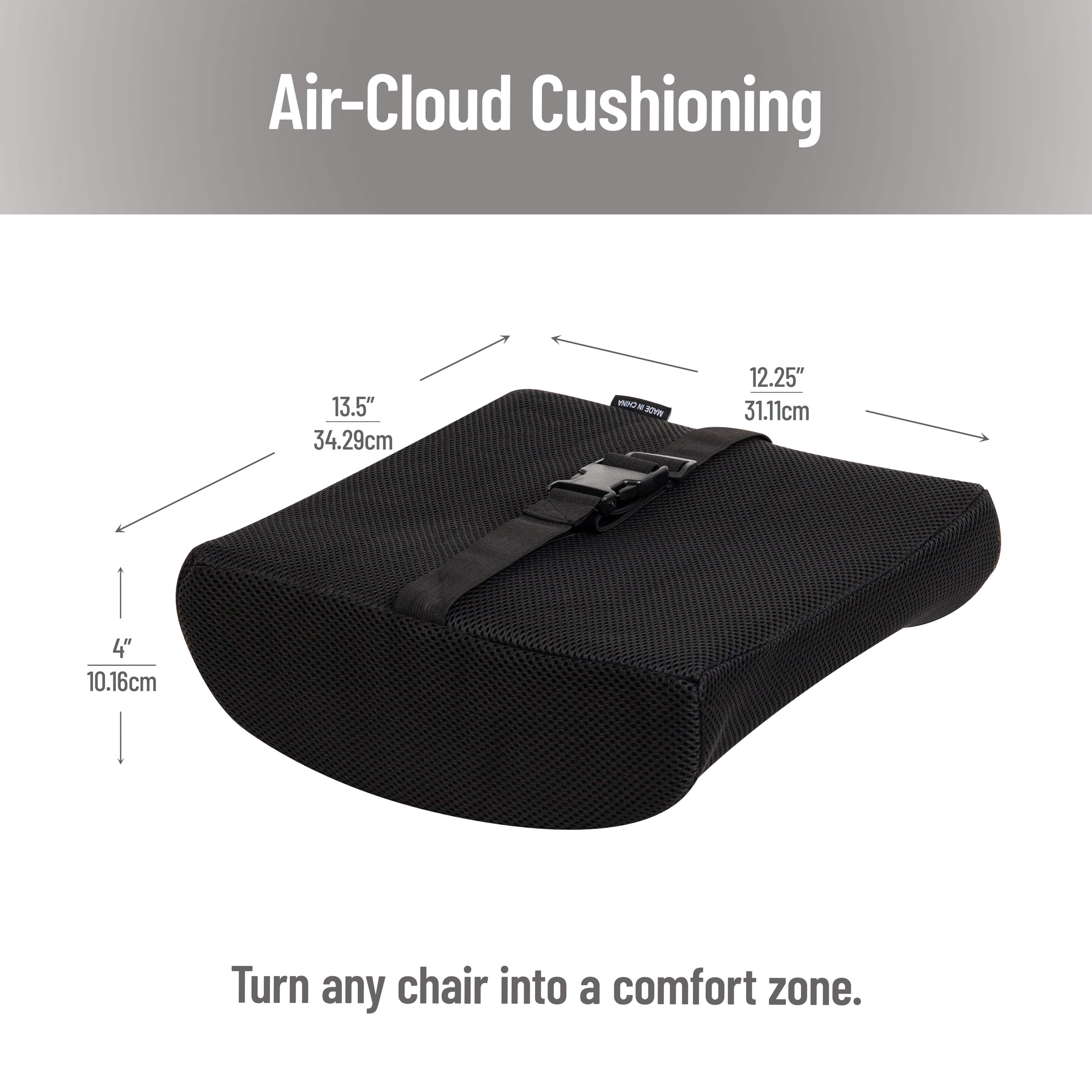 Mind Reader Ergonomic Lower Back Cushion, Office Chair Support, Posture Corrector, Black