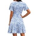 thumbnail image 5 of Hbhpov Women's Summer Causal Dresses V-Neck Short Sleeve Floral Beach Sundress M-2XL, 5 of 6