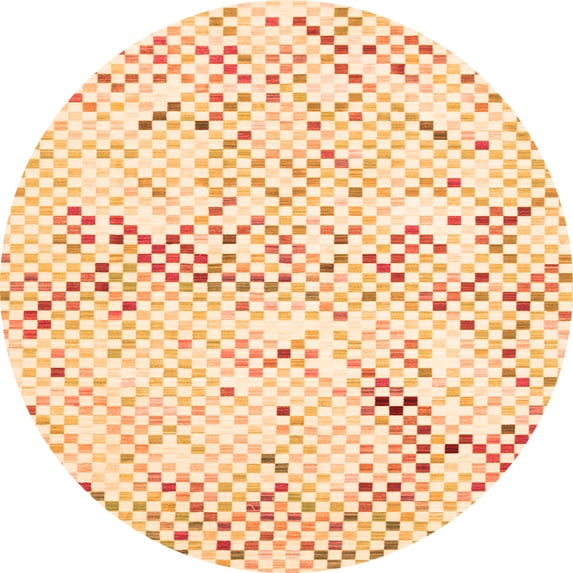 Ahgly Company Indoor Round Abstract Orange Contemporary Area Rugs, 7' Round