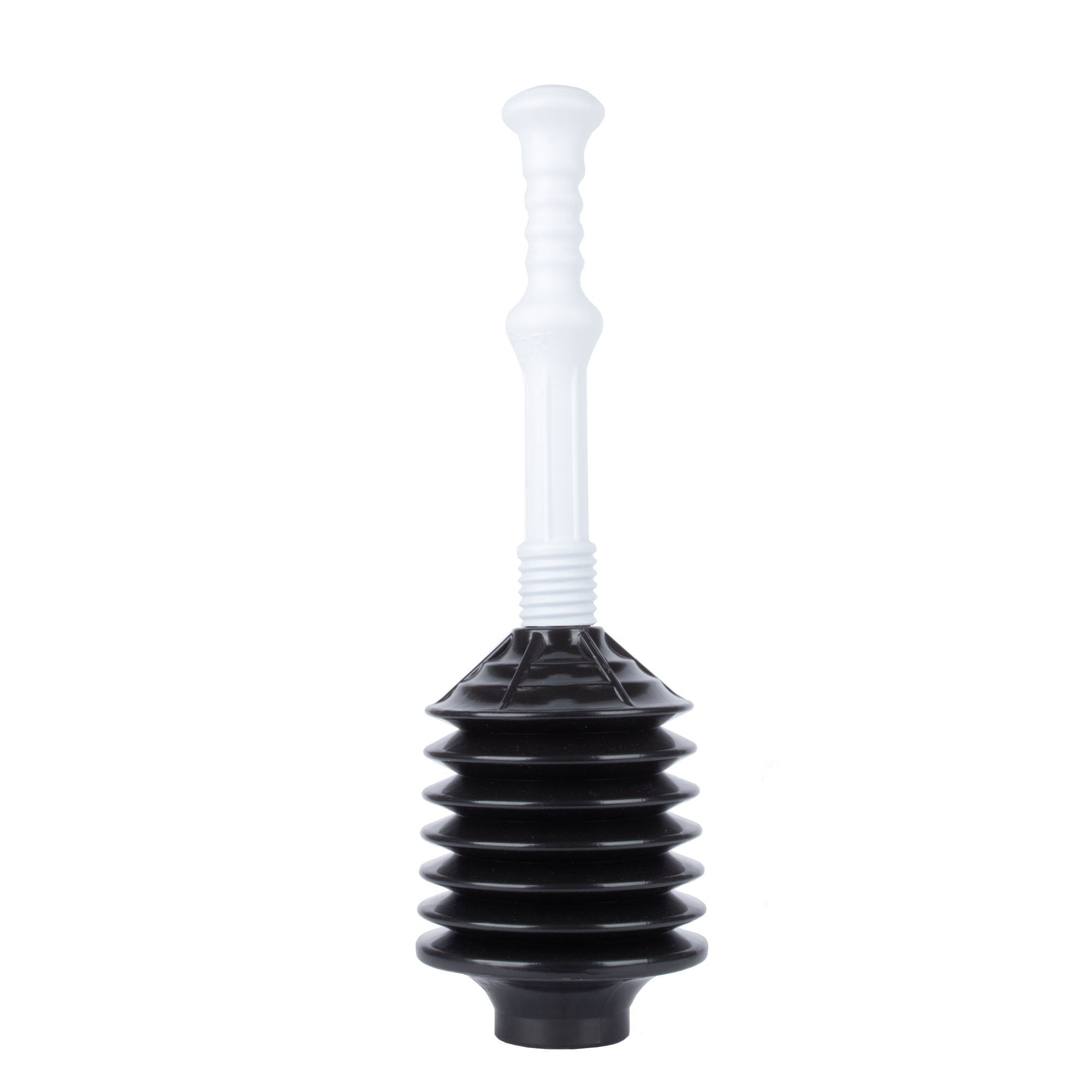 JS Professional Bellows Accordion Toilet Plunger, High Pressure  All Purpose Power Plunger for Bathrooms, White & Black