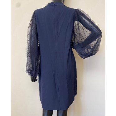 Vince Camuto Women's Navy Mesh Dot Knee-Length Shift Dress - Size 2