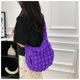 thumbnail image 4 of Bolso de mano acolchado para mujer Bolso de hombro acolchado ligero de gran capacidad Nylon Algodón Diseño de celosía 12.6x11.81x2.76in Cierre de cremallera Correa cómoda Uso diario Compras Viajes, 4 of 4