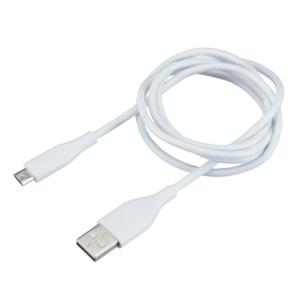 Onn 3' Micro USB Charging Cable, White