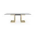 thumbnail image 2 of HomeRoots 370725 30 x 87 x 39 in. Glass Stainless Steel Dining Table, Polished Gold, 2 of 3