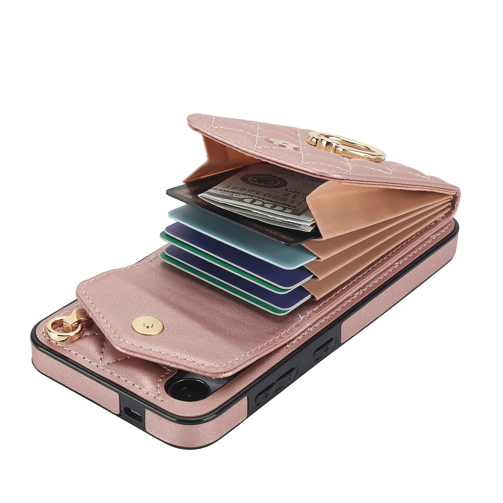 Asuwish Wallet RFID Blocking PU Leather Cell Phone Case with Tempered Glass Screen Protector, Wrist Strap for Samsung Galaxy S24 Plus, Rose Gold