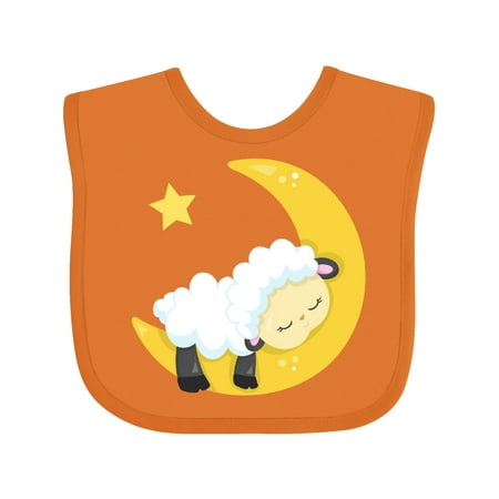 

Inktastic Cute Sheep Sleeping Sheep Moon Stars Sleepy Gift Baby Boy or Baby Girl Bib