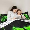 thumbnail image 5 of Manfei Green Black Gamepad Full Size Comforter Sets,Modern Gamer Bedding Comforter Set,Kids Video Game Bedding Sets,Ultra Soft Home Decor Reversible,3-Piece, 5 of 8