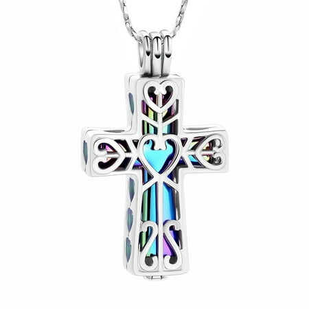 Adult Fashion Cross Urn Necklace for Ashes Holder Cremation Jewelry Keepsake Memorial Pendant with Chain Cremation Jewelry for Ashes
