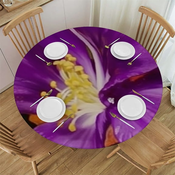 HAOXIT Watercolor Orchid Round Tablecloth,beautiful floral branch Round Table Cloth Washable Polyester Table Cover for Picnic,Kitchen,Holiday Party