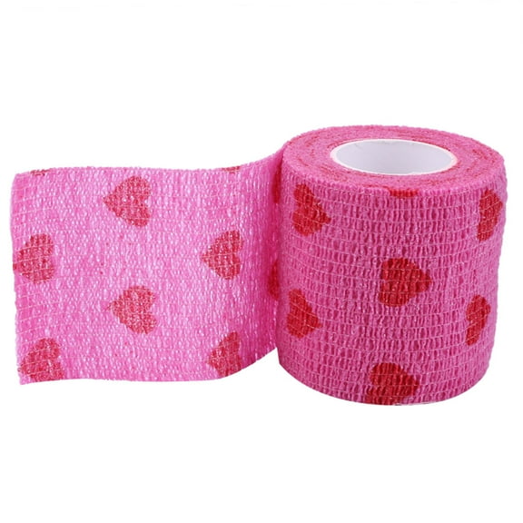 Rose Red Heart Rolls Bandages Practical Elastic Wound Tapes Cohesive Bandage, Medical Wrap, Elastic Bandage Wrap, Bandage Tape for Pets Animal (M)