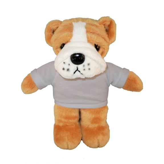 Plushland 8 Inch Floppy Bulldog with Tee Plush Stuffed Animal Personalized Gift - Custom Text on Shirt - Great Present for Mothers Day, Valentine Day, Graduation Day, Birthday
