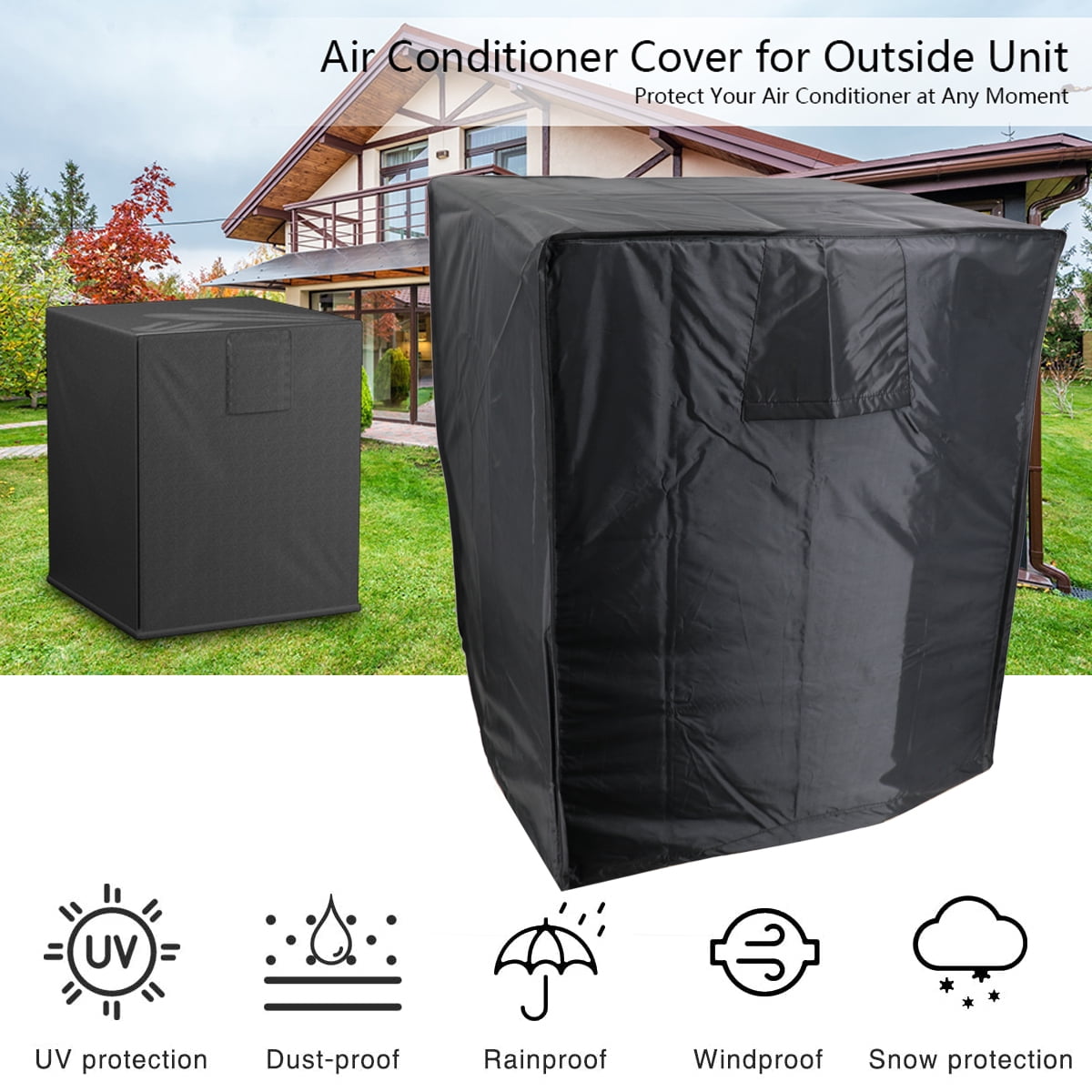 QUARKZMAN Air Climateur Couvercle, 32"x32"x36" Air Climatiseurs Couvercles Pour Extérieur, 210D Oxford Tissu Extérieur Unité Carré Vertical Protection