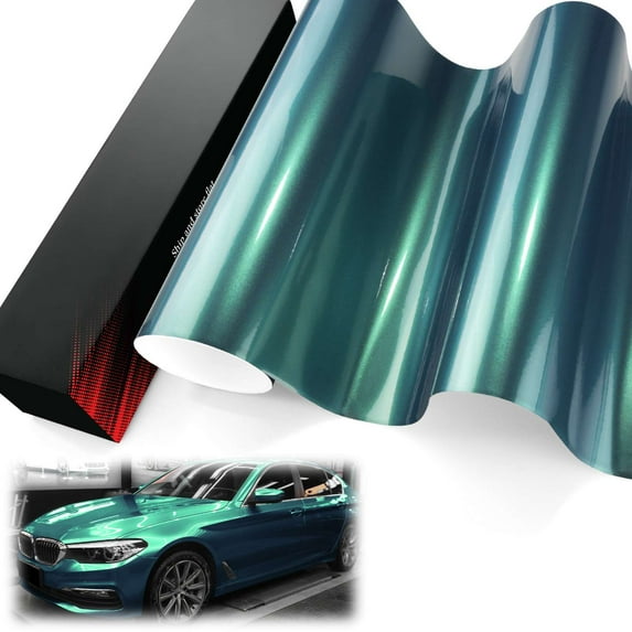 PET Liner Vinyl Super Gloss Metallic Peacock Green Automotive Wrap Car Vehicle Bubble Free Air Release