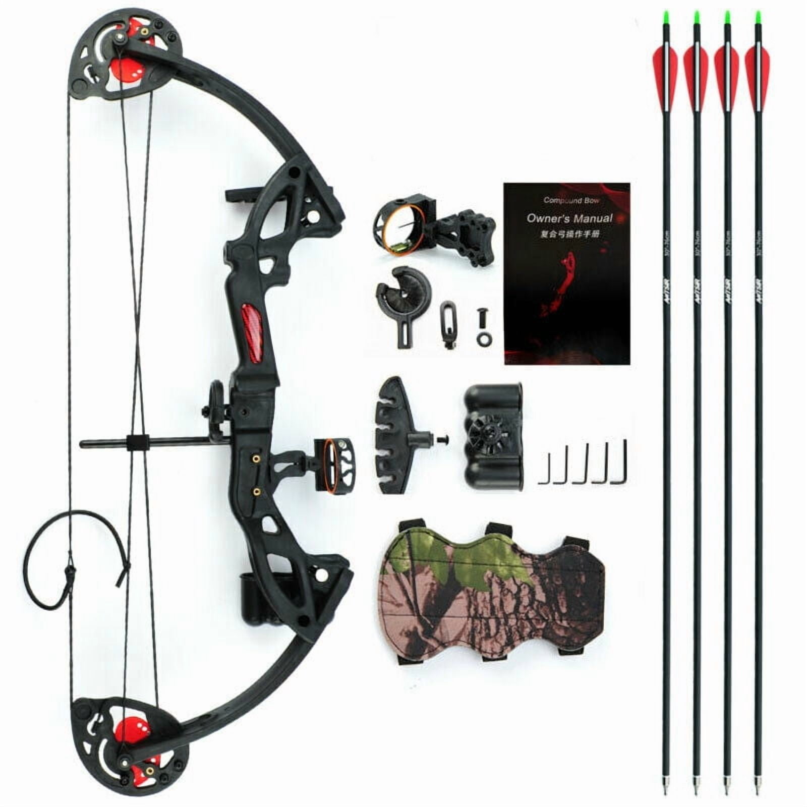 15-29lbs Teens Compound Bow Set Adjustable Twin Cam Hunting Bow for Youth/Teenager and Beginner Entry Level Practice&nbsp;Black