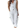 thumbnail image 2 of gbyLJF Women Dressy Suit Striped Button Down Vest with Pants with Pockets Loose Fit Casual Set for Work Business, 2 of 8