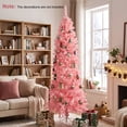 thumbnail image 5 of 6ft Pink Artificial Pencil Christmas Tree, Unlit Slim Xmas Tree with 660 PVC Tips & Foldable Metal Stand, Full Shape, Easy to Assemble for Home Office Party Holiday Display Decoration, 5 of 11