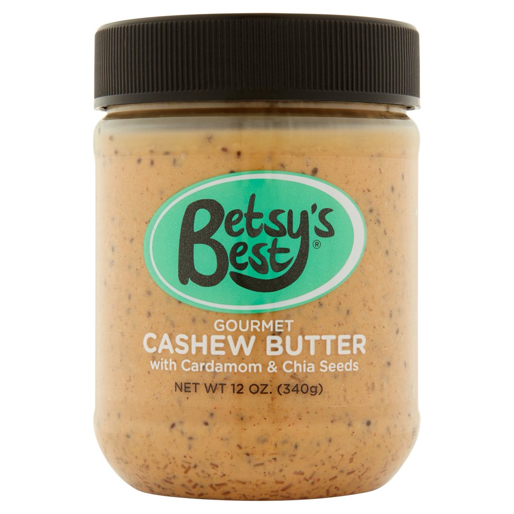 Betsy's Best Gourmet Cashew Butter with Cardamom & Chia Seeds, 12 oz, 6