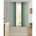 thumbnail image 4 of Green Grey Ombre Sheer Curtains 54 Inch Length 2 Panels Set for Living Room/Bedroom, Farmhouse Gradient Minimalist Kitchen Curtains Grommet Semi-Sheer Curtains Drapes Window Treatments 42"x54"x2, 4 of 7