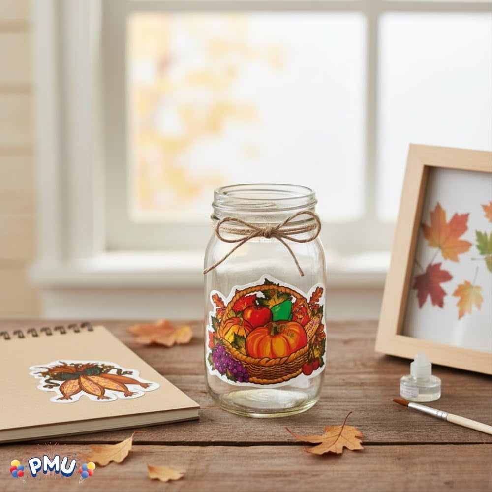 PMU 72 Sheets Thanksgiving Stickers, 15.5in Stickers For Fall Autumn Harvest Theme Party