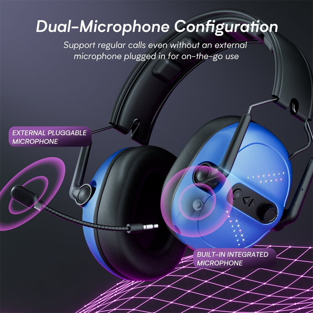 Wireless Gaming Headset, PS4 Headset with Stereo Sound for PC PS4 PS5 Xbox One Mac Switch Laptop,Bluetooth/2.4G/Wired,Foldable,Portable,Blue