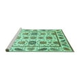 thumbnail image 2 of Ahgly Company Machine Washable Indoor Round Abstract Turquoise Blue Modern Area Rugs, 4' Round, 2 of 4