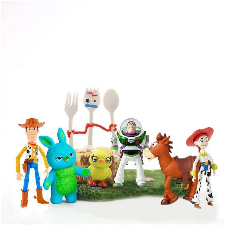 KD Toys Toy Story Toys - Set of 7 Woody, Buzz and Jessie Figures - Premium  Animated Collection - Fun Party Supplies - Birthday Cake Set. Size 1.2 