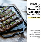 Lodge 19.5 X 10 Cast Iron Reversible Grillgriddle - Double Burner Griddle - Indoor & Outdoor Cooking - Superior Heat Retention - Reversible Grill Griddle - Made in the USA