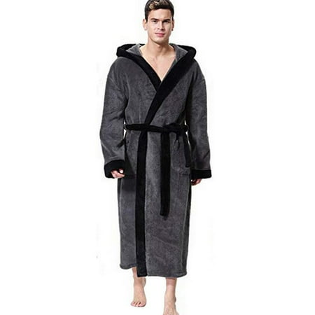 

Atralife Men Bathrobe hooded Super Soft Male Robe Nightgown