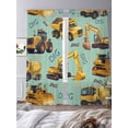 thumbnail image 3 of Construction Truck Sheer Curtains 84 Inch Length 2 Panels for Living Room, Cartoon Grips and Bulldozers Green Voile Kitchen Curtain Set, Luxury Privacy Drapes Window Treatment for Bedroom, 3 of 7