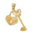 thumbnail image 3 of 14K Yellow Gold Two Tone Heart Locket with Key Pendant, 3 of 4