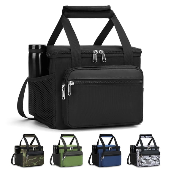 Holuxer Insulated Lunch Box for Men, Tactical Lunch bag for Women Lunch Cooler Bags with Adjustable Shoulder Strap - Reusable Waterproof Leakproof Large Lunchbox for Work Picnic School, Black