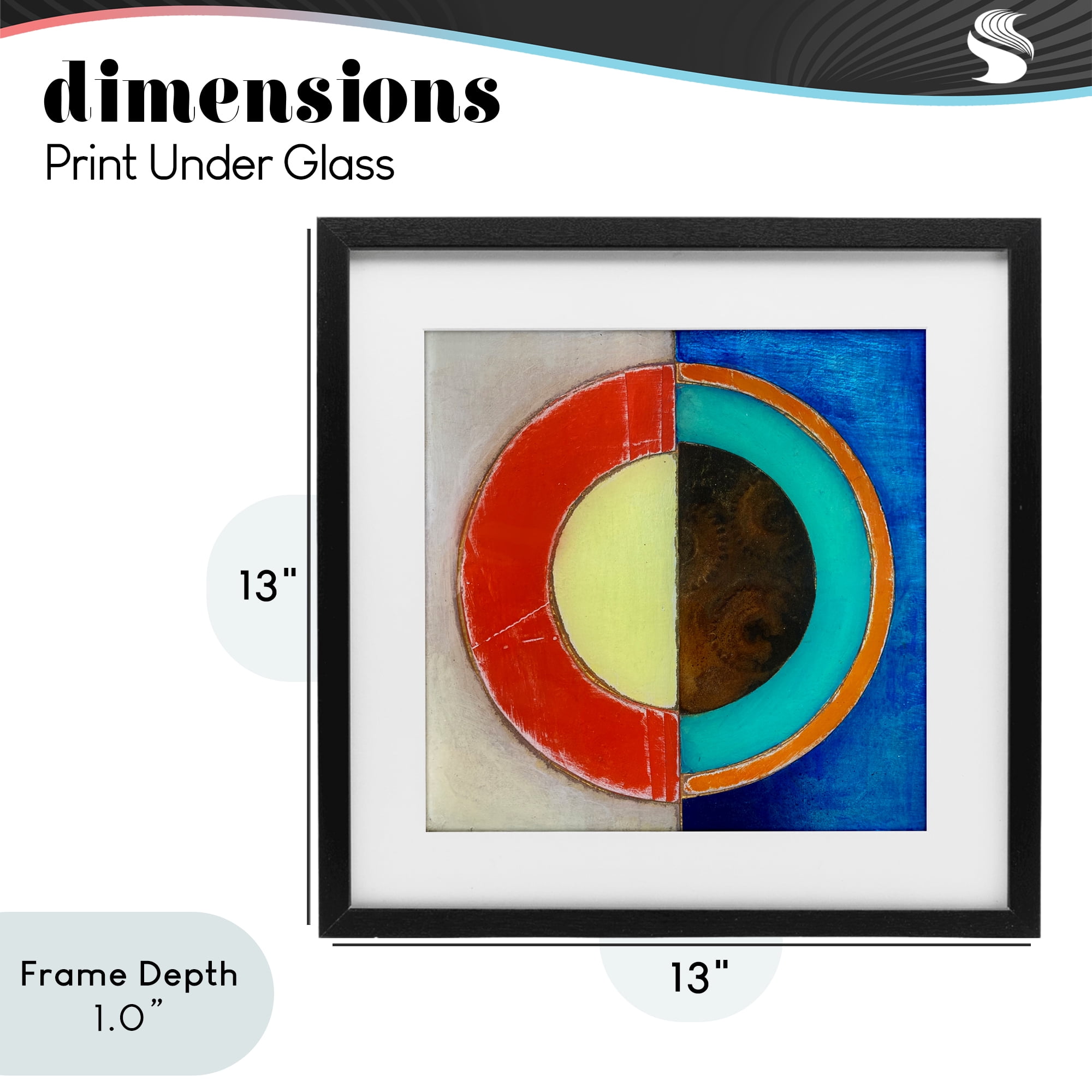 Stupell Industries Round Structured Color Block Black Framed Print Under Glass, design by Matthew Finger