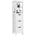 thumbnail image 1 of Tall Bathroom Cabinet, Slim Storage Cabinet, Narrow Floor Cabinet with 3 Drawers and 2 Tier Shelf, Freestanding Linen Tower, White, 1 of 8