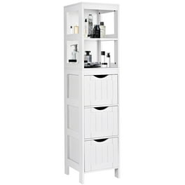 Meuble Rangement Salle De Bain SoBuy BZR31-W - Armoire Toilette Avec Portes Coulissantes Blanc