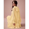 thumbnail image 2 of Yellow Solid Color Layered Stand Collar Elegant Long Sleeve Mini Dress, 2 of 8