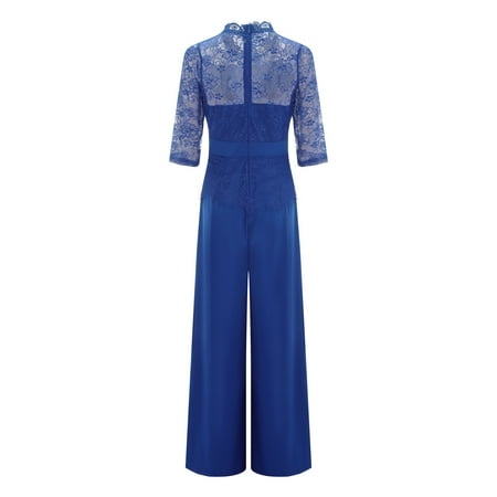 

Cathalem Jumpsuits for Women Short Elegant Women s Lace Jumpsuit Casual Sleeveless Drawstring Zipper Maternity Suits for Work Pants Blue Large