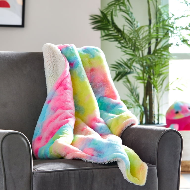 Parent s Choice Plush Pink Tie Dye Blanket with Faux Sherpa Lining for Infant and Toddler 30 x 40 Walmart