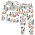 thumbnail image 2 of FORMRS Long Sleeve Top and Pants Pajama Set for Niños 2-Piece Sleepwear, Sizes 18M-8Y, Cartoon Orange Houses, 2 of 6